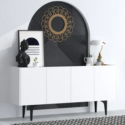 Produktbild von Skye Decor, Polaris- PolarisMRD, Weiß, Kommoden, 75x150x40 cm, 100% Melaminbeschichtete Partikelplatte