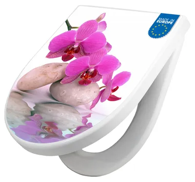 Produktbild von WC Sitz mit Absenkautomatik D Form Motiv Orchidee [TDW3 10086]