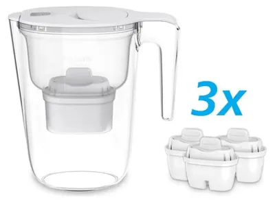 Image de Carafe filtrante 2,6 L blanche avec 3 filtres en microfiltration PHILIPS