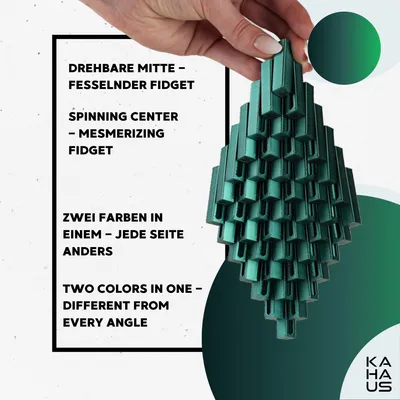 Zdjęcie produktu dla Fidget Toy Flexi Grid – ruchoma zabawka biurkowa z druku 3D, 7,4 cm – Czarno-zielony