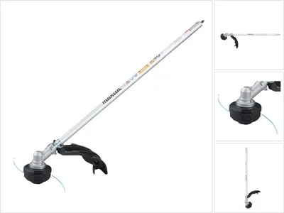 A collage of images showing a string trimmer from different angles.