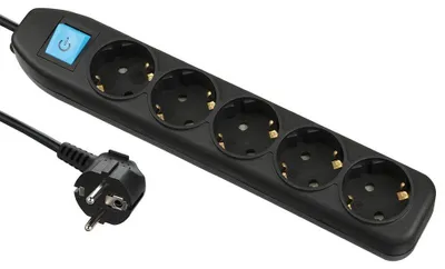 Productafbeelding van Electraline 62267, stekkerdoos met 5 stopcontacten en schakelaar, kabel 1,5 meter