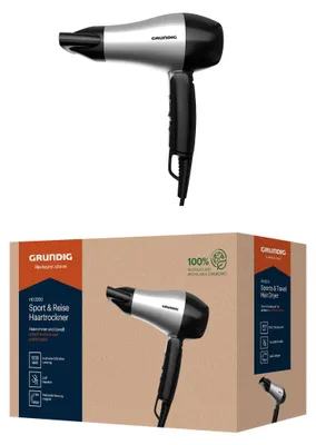 Produktbild von Grundig HD 2200, Schwarz, Silber, Einfarbig, Hängeschlaufe, 1,8 m, 1200 W, 1 Stück(e)