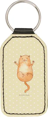 Produktbild von Mr. & Mrs. Panda Schlüsselanhänger Katze Umarmen - Gelb Pastell - Geschenk, schlüssel anhänger, Taschenanhänger, Cats, für, schlüsselbund, Familie, Katzen, Cat, Liebe