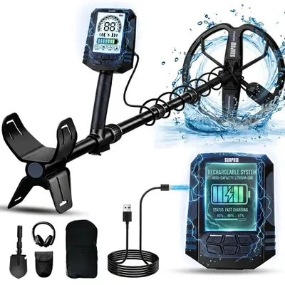 Produktbild von Metalldetektor - MD15 - Professionell - Wiederaufladbar 2500 mAh, 35 h Laufzeit - DD-Suchspule 28 cm - 25 cm Suchtiefe - LCD mit 4 Modi