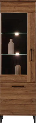 Produktbild von Furniture24 Vitrine links IVO IV6 Schrank Wohnzimmerschrank Vitrinenschrank mit 1 Tür und Led Beleuchtung