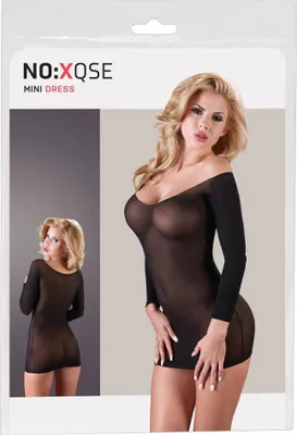Obrázok produktu pre NO:XQSE - Dámsky body s dlhým rukávom - priehľadný - čierny - S-L