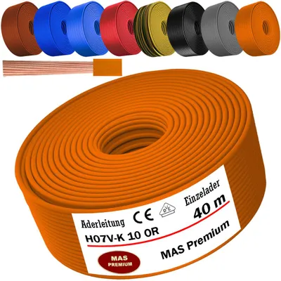 Produktbild von 40m Aderleitung H07 V-K OR 10 mm² Orange Einzelader flexibel