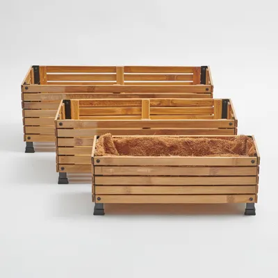 Produktbild von BambusBASIS Pflanzkübel - rechteckig, 3er-Set (S, M, L)