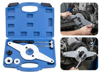 Immagine prodotto di Strumento per la rimozione degli smorzatori di vibrazioni, in acciaio, dimensioni 300 mm x 250 mm x 50 mm, compatibile con Audi e Seat, set da 7 pezzi, peso 1,5 kg