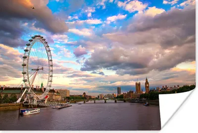 Produktbild von MuchoWow® Poster Weiße Wolkenformation über dem London Eye in London 120x80 cm - Bilder