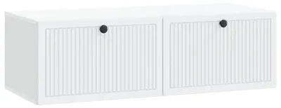 Zdjęcie produktu dla Biała szafka pod telewizor do montażu na ścianie, 98 x 41 x 30 cm, z materiałów drewnopochodnych