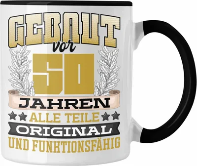 Produktbild von Trendation - 50er Geburtstag Tasse Geschenk Frauen Männer Spruch Gebaut Vor 50er Jahren (Schwarz)