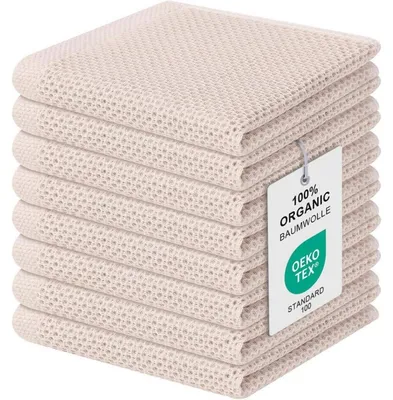 Productafbeelding van Keukenhanddoeken, katoen, set van 8, 30 x 30 cm (8 stuks), beige
