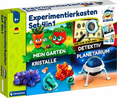 Produktbild von Clementoni Experimentierkasten 4 in 1 mit Kristallzucht und Planetarium ab 8 Jahren