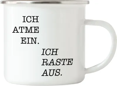 Produktbild von Ich atme ein Ich raste aus Emaille Tasse Geschenk Büro Mitarbeiter Chef Kollegen