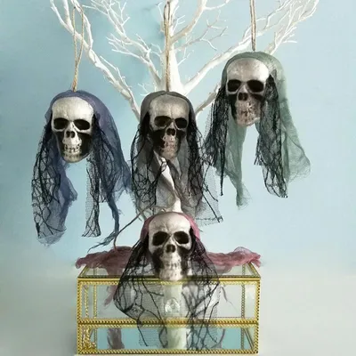 Produktbild von 4 Halloween-Anhänger, Halloween-Skelette, Horror-Dekorationen, Halloween-Accessoires zum Gruseln, für festliche Urlaubsszenen