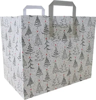 Produktbild von Papiertragetasche weiß, "Weihnacht", 70 g/qm, 32 + 21,5 x 27 cm 25 Stück