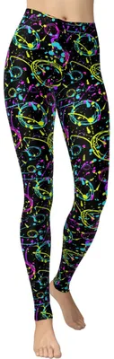 Produktbild von Damen Sportleggings Casual Elastisch Klassisch Gemustert Schwarz L
