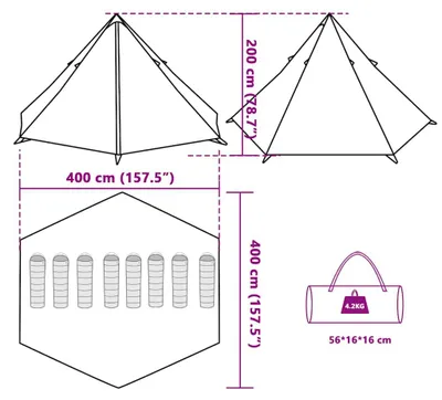 Produktbild von vidaXL Tipi-Familienzelt 8 Personen Blau Wasserdicht