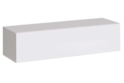 A white rectangular cabinet or shelf is shown against a white background.