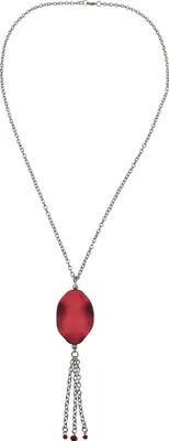 Produktbild von Steuer Modeschmuck Set Collier Ohrhänger Metall 71cm Rot Glasstein 445000079