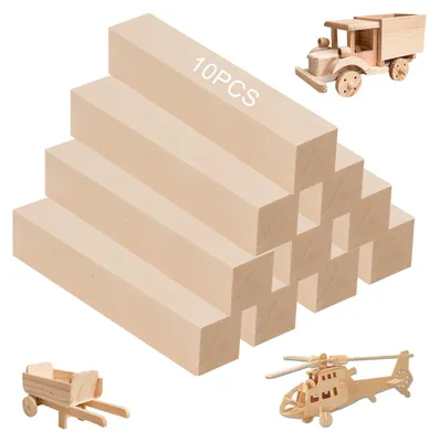 Schnitzholz-Set, 10 Stück Lindenholz, 2,5 x 2,5 x 10 cm