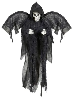 Produktbild von Schwarzer Todesengel im Kapuzenumhang – Halloweendeko 51 cm