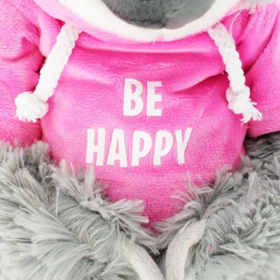 Produktbild von Kuscheltier Faultier rosa mit Hoodie "Be happy" - ca. 50 cm