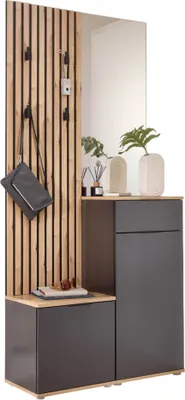 Produktbild von Kompaktgarderobe EASY in Artisan Eiche / anthrazit, (BxHxT) 88x195x35 cm