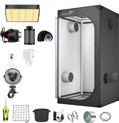 Produktbild von Smart Growbox Komplettset 80x80x160cm Gewächshaus 100W LED Licht Pflanzen Zuchtzelt Spektrum Growschrank mit Abluft, Filter und Zubehör
