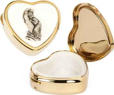 Produktbild von Herz Metall Etui gold Hand Emaille Engel - Motiv 3,5x4cm Rosenkranz Dose 2528