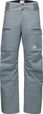Graue Mammut Stoney HS Thermo Pants mit zwei Reißverschlusstaschen und verstärkten Knie- und Beinabschlüssen
