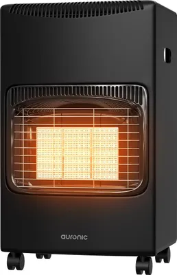 Produktbild von Auronic Mobiler Gasofen - mit Rollen - bis 60 m² - 4100W Gasheizung - Inklusive Gasdruckregler und Gasschlauch - Schwarz