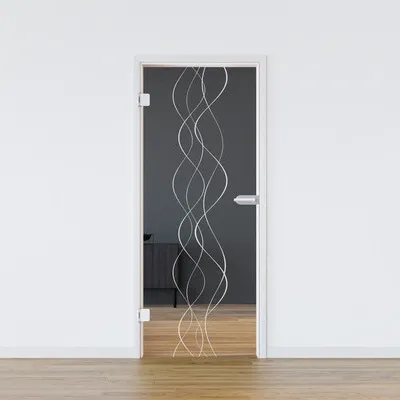 Produktbild von Pertura Glastür Komplettset Glera Curl 01 709x2097x8 mm Links inkl. Beschlag Jonte Studio Business unverschließbar