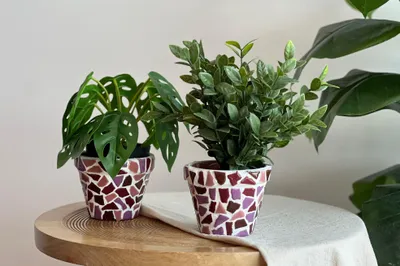 Produktbild von Little Creations DIY Mosaik Blumentöpfe Set rosa - kreatives Bastelset