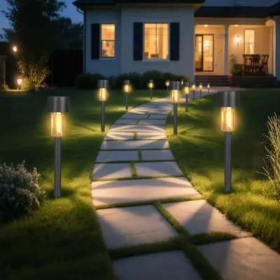 Solar-Gartenleuchten, 12 Stück, warmweiß, LED, IP65