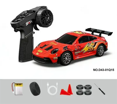 Zdjęcie produktu dla Samochód RC do driftu, skala 1:43 - Samochód zdalnie sterowany - napęd 4x4, 2.4G, gotowy do jazdy (RTR) - z żyroskopem - karoseria metalowa - zasięg 35 metrów - kolor czerwony