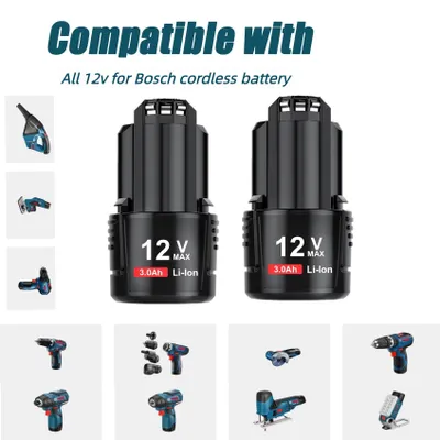 Produktbild von Werkzeug Akku - Ersatzakku BAT411A BAT412A BAT413A GBA12V30 - 12V Li-Ion - 3000mAh - 2er Pack - Schwarz