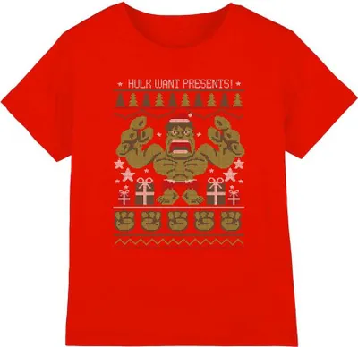 Immagine prodotto di L'incredibile Hulk - T-shirt per bambini - Design natalizio TV5188 (104) (Rosso)