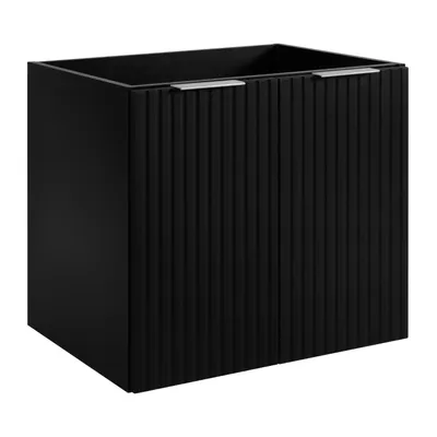 Produktbild von Rodan | Badezimmerschränke 60cm | Schwarz Matt - Holz | B/H/T 60/57/46 cm | Geriffelte Türen - Ohne Platte - 2 Ablagen - Badmöbel - Badschrank