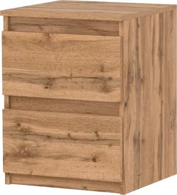 A wooden nightstand with two drawers.