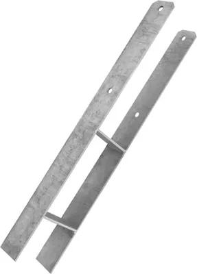 A metal H-shaped post anchor is shown against a white background.
