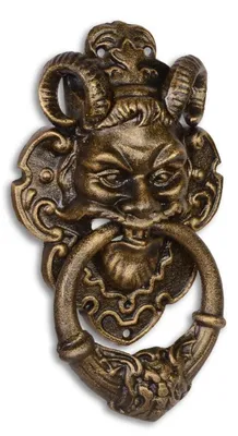 Immagine prodotto di Casa Padrino Battente barocco con faccia da diavolo in ghisa color bronzo 32,7 cm - Stile antico liberty guglielmino