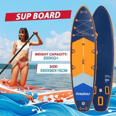 Image de Planche de paddleboard - Planche SUP - Stand-up paddle - Planche gonflable - Planche de sports nautiques - 350 x 90 x 15 cm