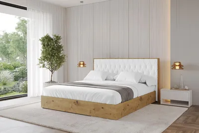Produktbild von ALTDECOR Polsterbett mit Bettkasten - ENZO5 - 200x200 Weiß- Bett mit Kopfteil, Boxbett ohne Matratze, Doppelbett mit Stauraum