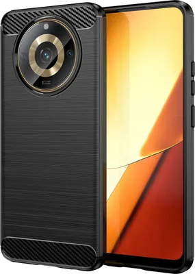 Produktbild von Hülle für Realme 11 5G Carbon-Faser Weich TPU Silikon Stoßfest Handyhülle Schwarz