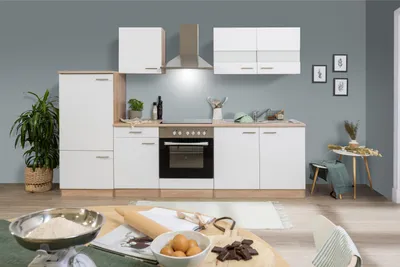Produktbild von Küche Küchenzeile Leerblock Einbauküche Eiche Weiß Merle 270 cm Respekta