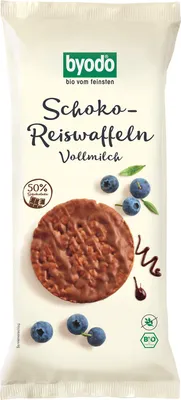 Produktbild von Byodo Schoko Disk Vollmilch, Keks, Schokolade, Rund, 456 kcal, 1907 kJ, 6,6 g