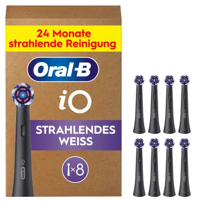 Produktbild von Oral-B iO Aufsteckbürsten Strahlendes Weiss, Schwarz, 8 Stück